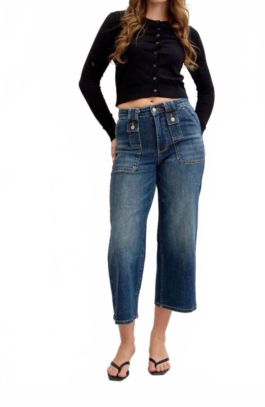 NEW JUDY BLUE high waist utility pants in dark wash